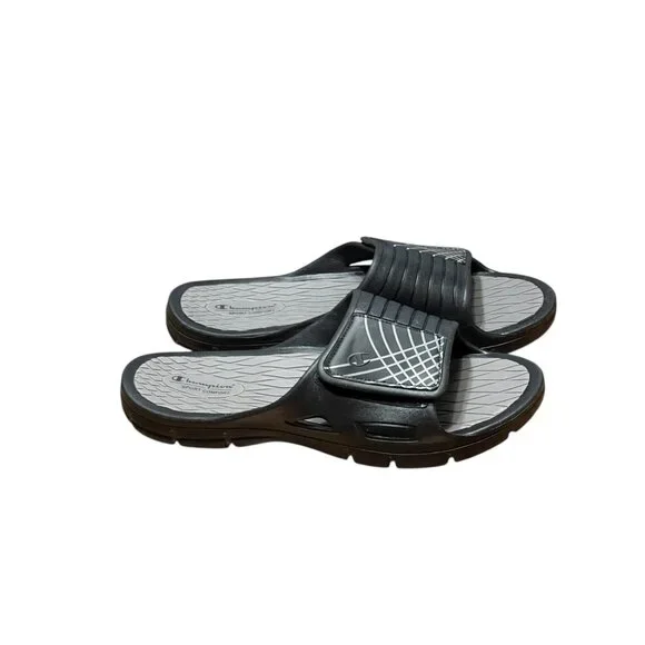 Champion Sport Comfort Slides Black/Gray Mens Size 15 Open Toe Sandals Non-Marki - Picture 4 of 10